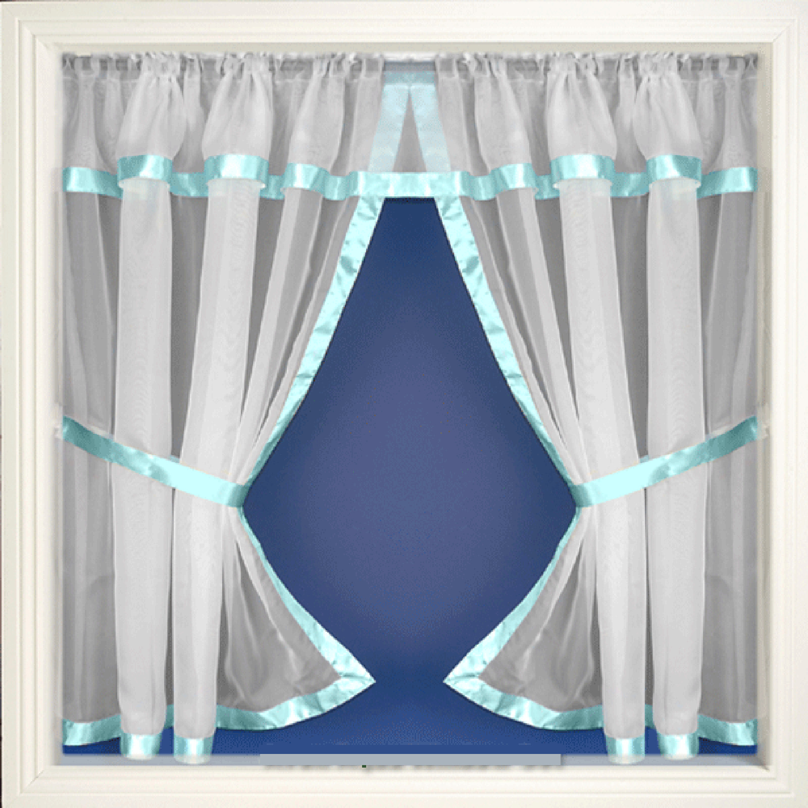 DISCOUNTED Premium Quality Net Curtain Window Sets With Pelmet & Tie
