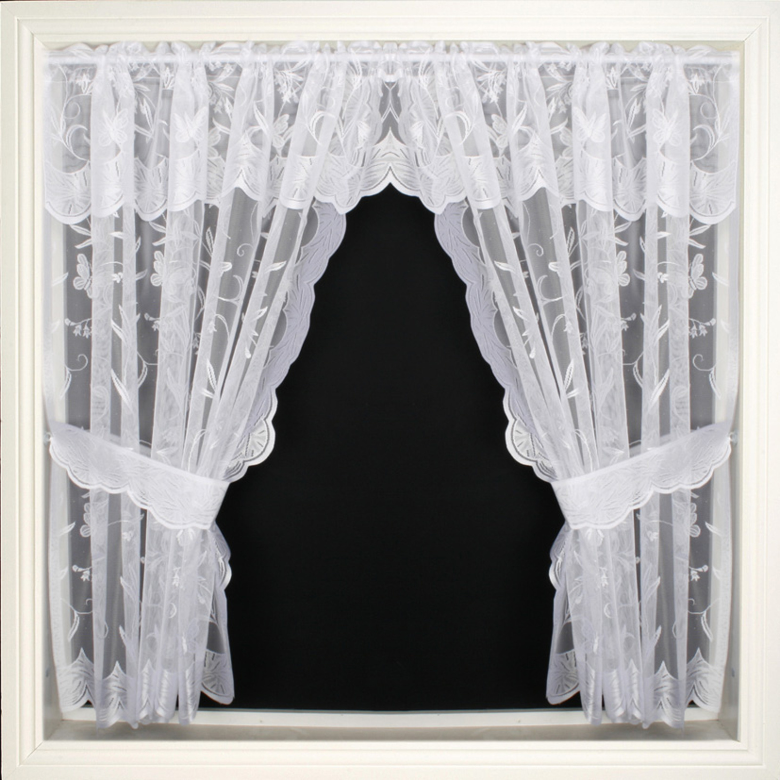 DISCOUNTED Premium Quality Net Curtain Window Sets With Pelmet & Tie