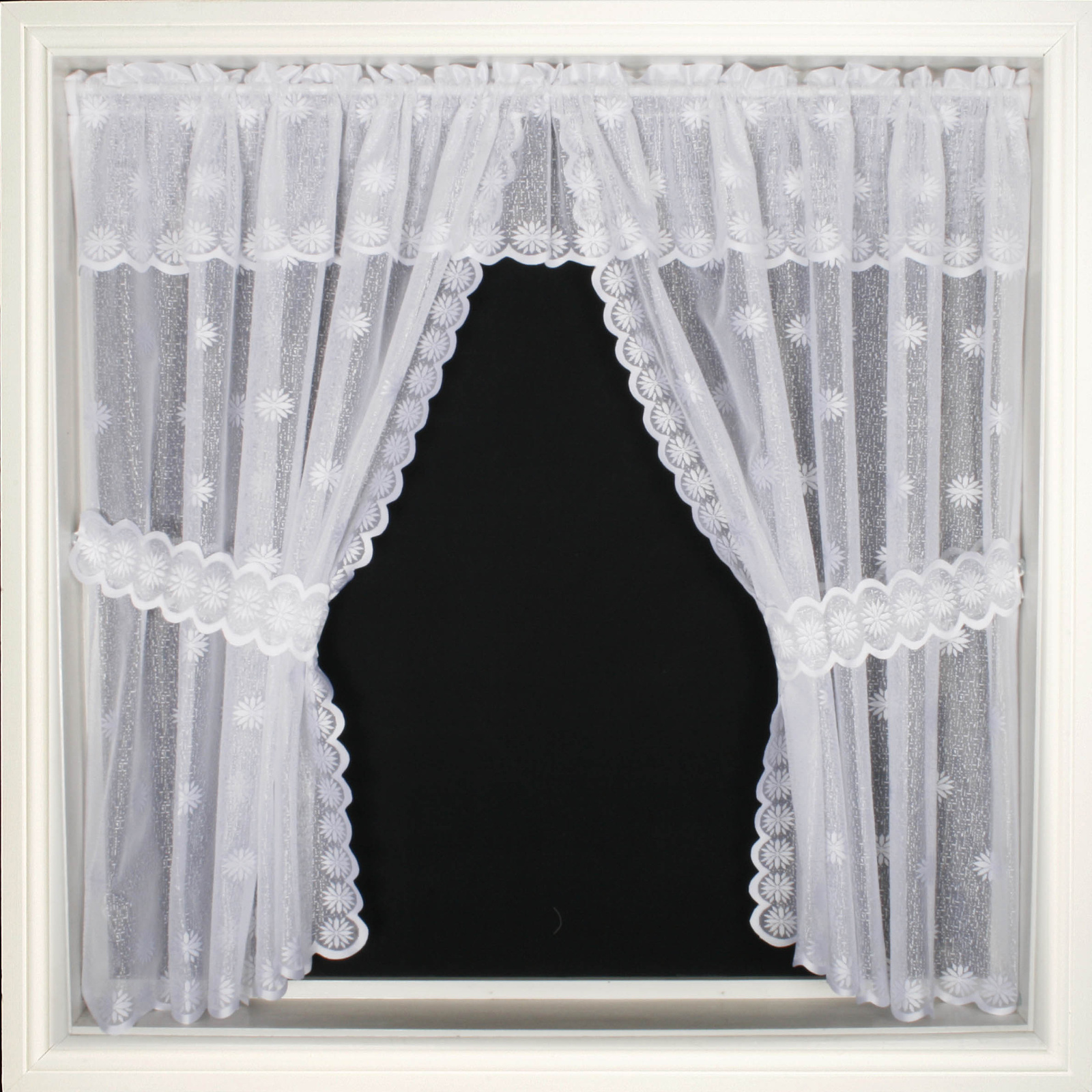 DISCOUNTED Premium Quality Net Curtain Window Sets With Pelmet & Tie